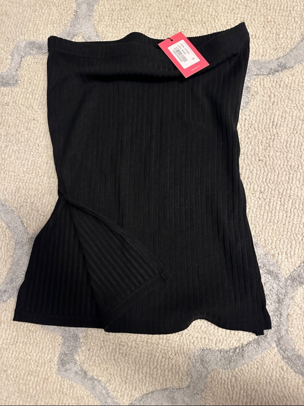 Edikted Black Ribbed Strapless Top